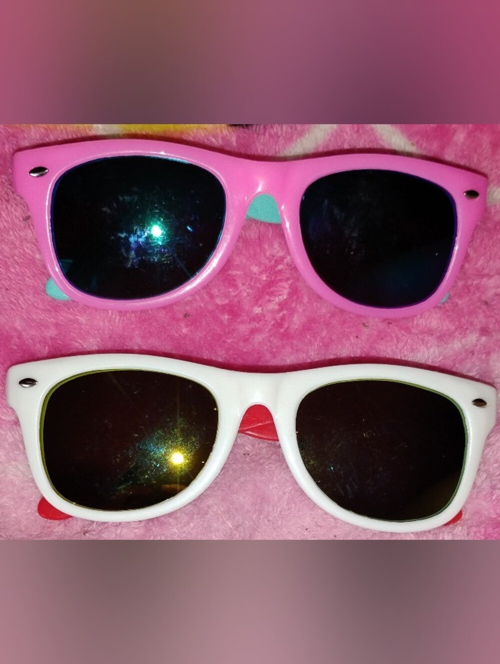 Pink and White Retro Kids Sunglasses - Set of 2